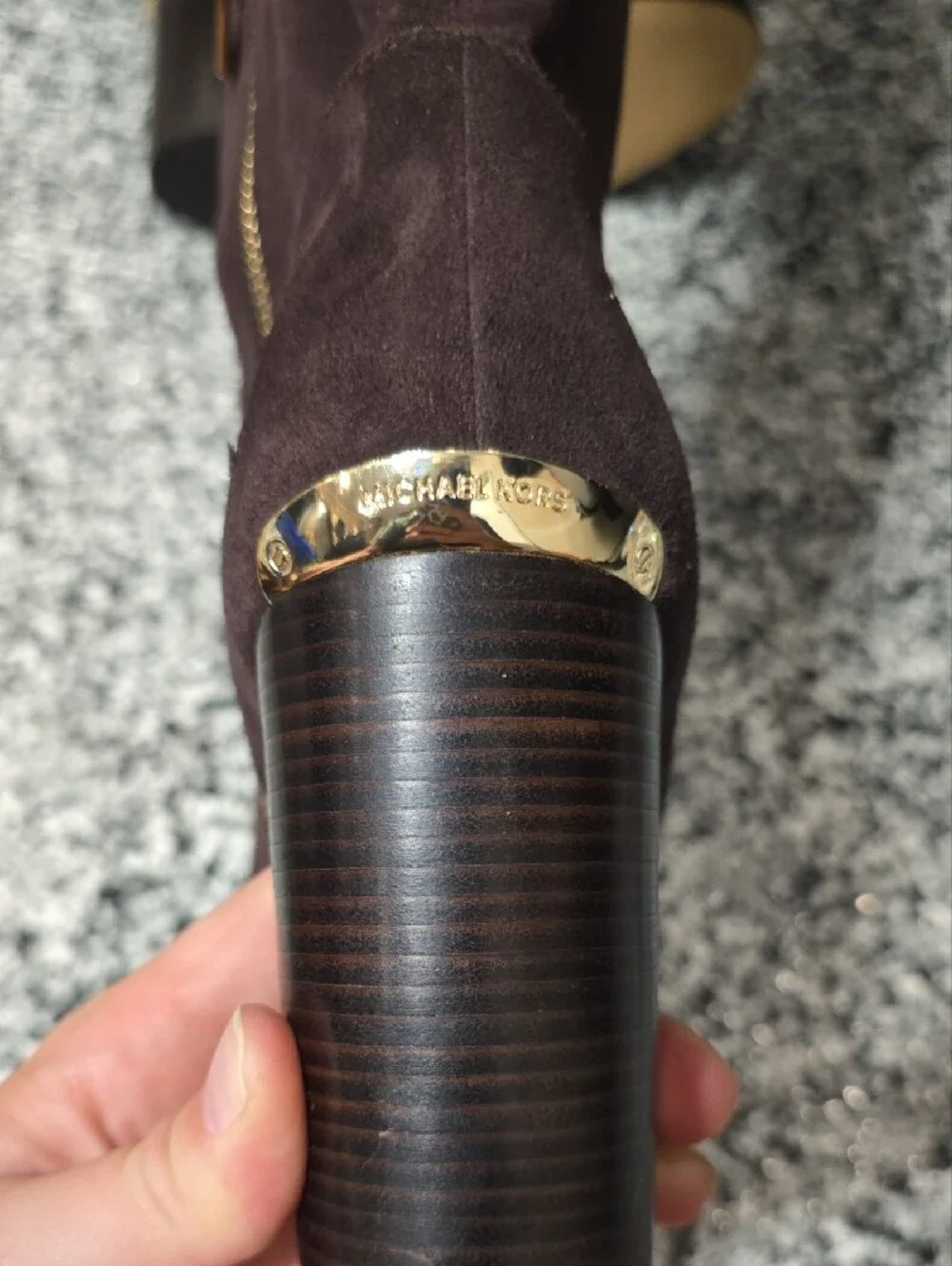 Michael Kors Dark Brown Suede Over-the-Knee Block Heel Boots